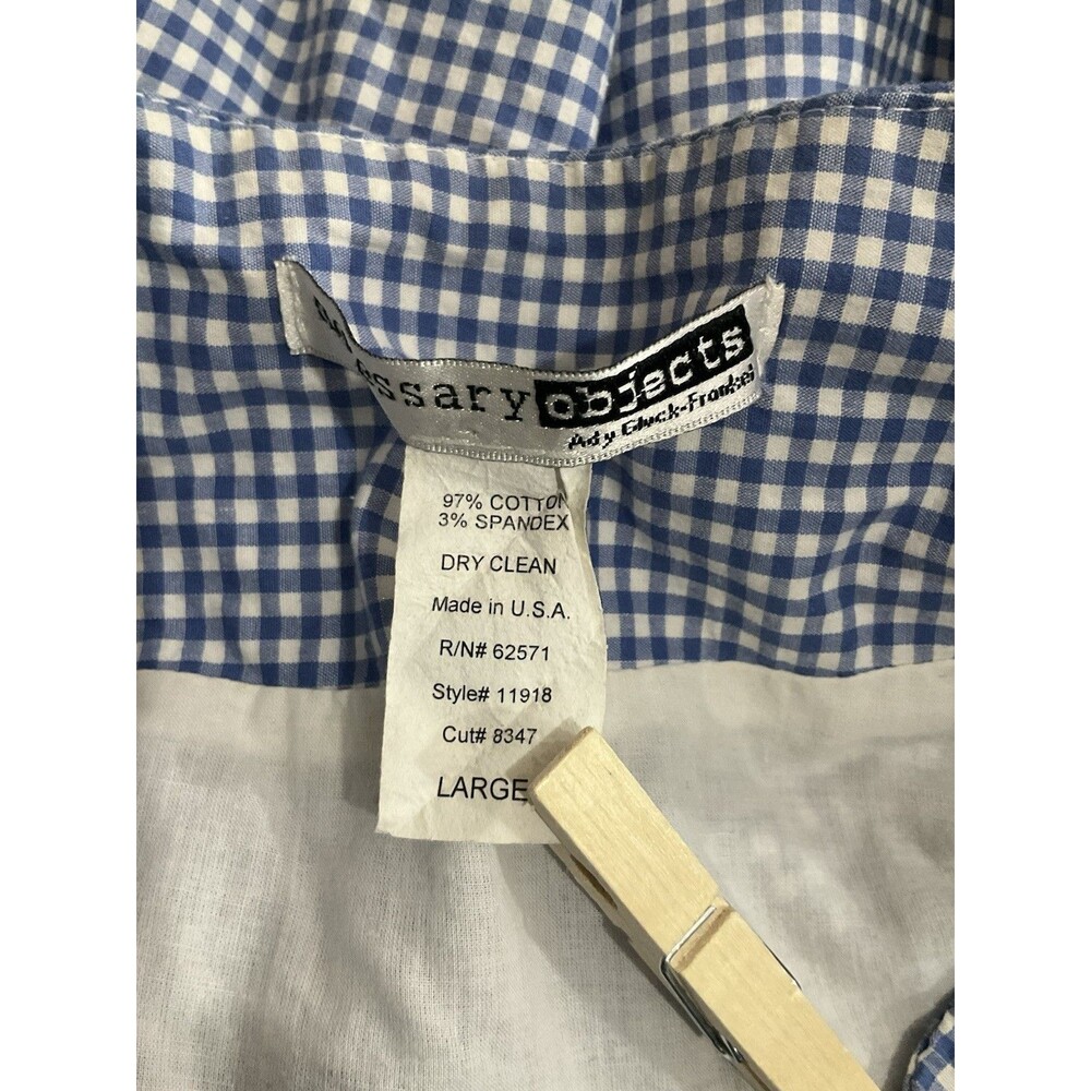 VTG Necessary Objects Gingham A-Line Skirt L Blue 90s Country Western Cottage - Picture 6 of 6